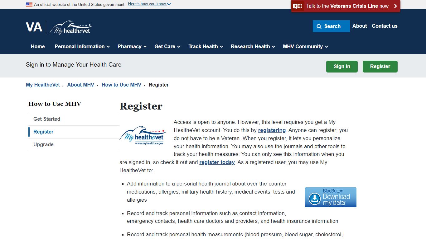 Register - My HealtheVet - My HealtheVet - Veterans Affairs