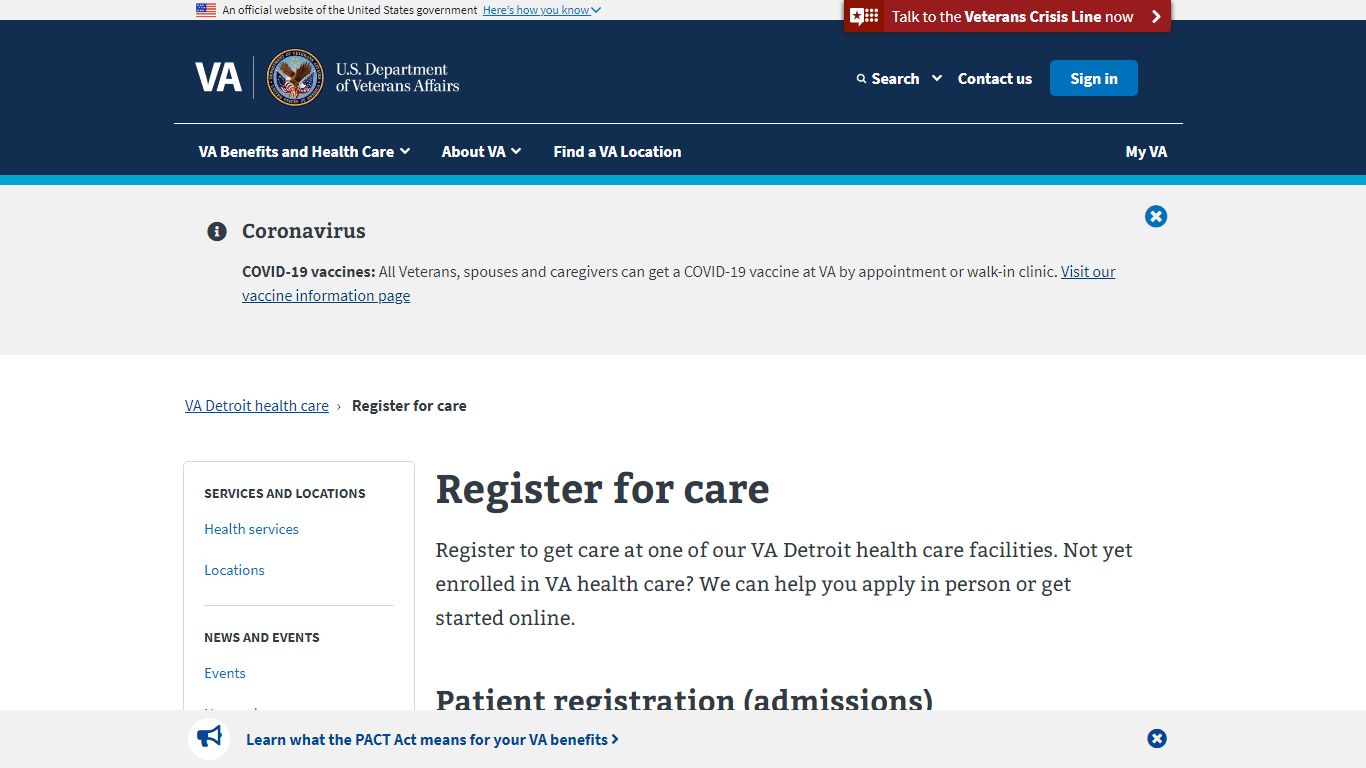 Register For Care | VA Detroit Health Care | Veterans Affairs
