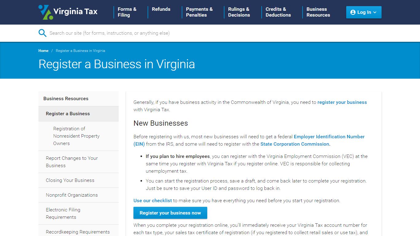 Register a Business in Virginia | Virginia Tax